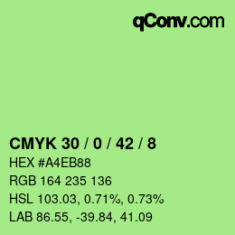 Color code: CMYK 30 / 0 / 42 / 8 | qconv.com