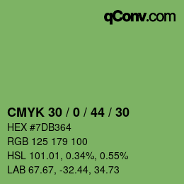 Color code: CMYK 30 / 0 / 44 / 30 | qconv.com