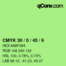 Color code: CMYK 30 / 0 / 45 / 6 | qconv.com