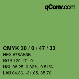 Color code: CMYK 30 / 0 / 47 / 33 | qconv.com