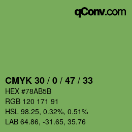 Color code: CMYK 30 / 0 / 47 / 33 | qconv.com