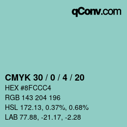 Color code: CMYK 30 / 0 / 4 / 20 | qconv.com