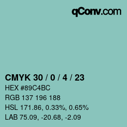 Código de color: CMYK 30 / 0 / 4 / 23 | qconv.com