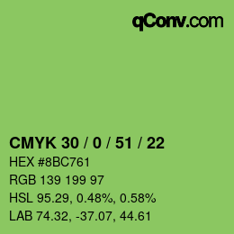 Color code: CMYK 30 / 0 / 51 / 22 | qconv.com