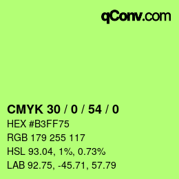 颜色代码: CMYK 30 / 0 / 54 / 0 | qconv.com