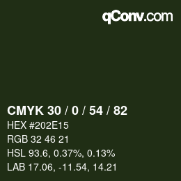 Color code: CMYK 30 / 0 / 54 / 82 | qconv.com