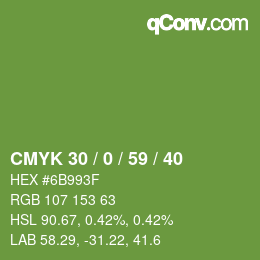 颜色代码: CMYK 30 / 0 / 59 / 40 | qconv.com