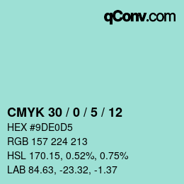 カラーコード: CMYK 30 / 0 / 5 / 12 | qconv.com