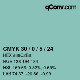 Color code: CMYK 30 / 0 / 5 / 24 | qconv.com