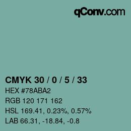 Color code: CMYK 30 / 0 / 5 / 33 | qconv.com