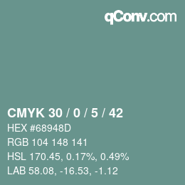カラーコード: CMYK 30 / 0 / 5 / 42 | qconv.com