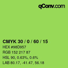Color code: CMYK 30 / 0 / 60 / 15 | qconv.com
