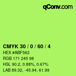 カラーコード: CMYK 30 / 0 / 60 / 4 | qconv.com