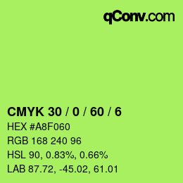 カラーコード: CMYK 30 / 0 / 60 / 6 | qconv.com
