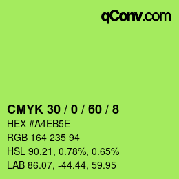 Color code: CMYK 30 / 0 / 60 / 8 | qconv.com