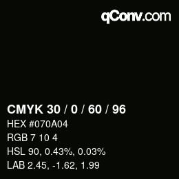 Color code: CMYK 30 / 0 / 60 / 96 | qconv.com