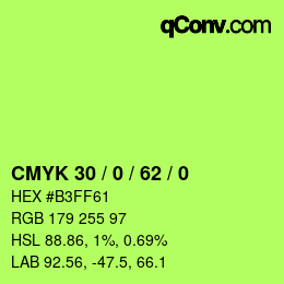 颜色代码: CMYK 30 / 0 / 62 / 0 | qconv.com