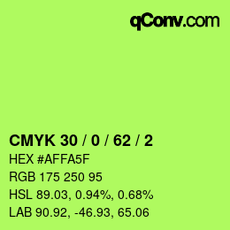 カラーコード: CMYK 30 / 0 / 62 / 2 | qconv.com