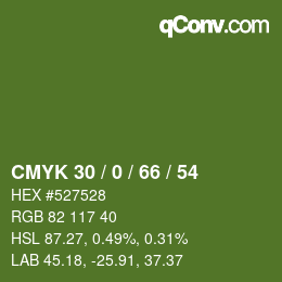 颜色代码: CMYK 30 / 0 / 66 / 54 | qconv.com