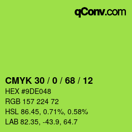 颜色代码: CMYK 30 / 0 / 68 / 12 | qconv.com