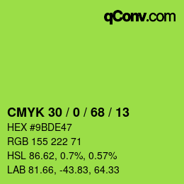 Color code: CMYK 30 / 0 / 68 / 13 | qconv.com