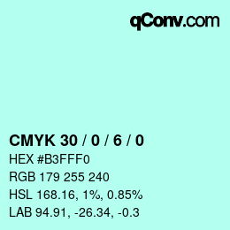 Color code: CMYK 30 / 0 / 6 / 0 | qconv.com