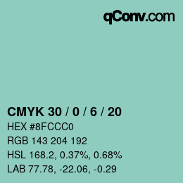 Color code: CMYK 30 / 0 / 6 / 20 | qconv.com