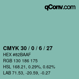 Color code: CMYK 30 / 0 / 6 / 27 | qconv.com