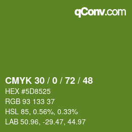Código de color: CMYK 30 / 0 / 72 / 48 | qconv.com