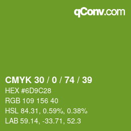 カラーコード: CMYK 30 / 0 / 74 / 39 | qconv.com