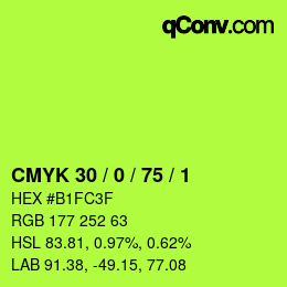 カラーコード: CMYK 30 / 0 / 75 / 1 | qconv.com