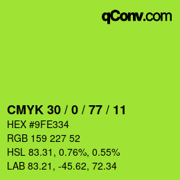Color code: CMYK 30 / 0 / 77 / 11 | qconv.com