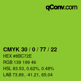 颜色代码: CMYK 30 / 0 / 77 / 22 | qconv.com