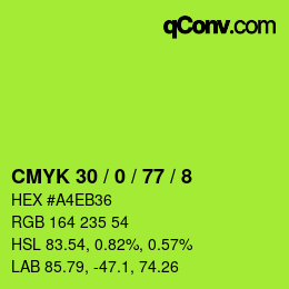 カラーコード: CMYK 30 / 0 / 77 / 8 | qconv.com