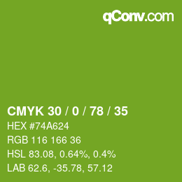 颜色代码: CMYK 30 / 0 / 78 / 35 | qconv.com