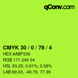 Farbcode: CMYK 30 / 0 / 78 / 4 | qconv.com
