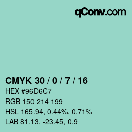 Color code: CMYK 30 / 0 / 7 / 16 | qconv.com