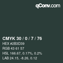 颜色代码: CMYK 30 / 0 / 7 / 76 | qconv.com
