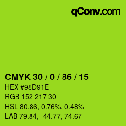 Color code: CMYK 30 / 0 / 86 / 15 | qconv.com