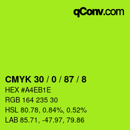 Color code: CMYK 30 / 0 / 87 / 8 | qconv.com
