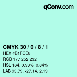 カラーコード: CMYK 30 / 0 / 8 / 1 | qconv.com