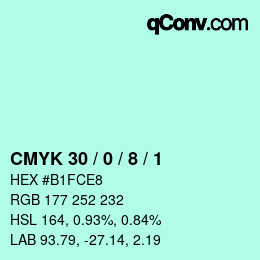 Código de color: CMYK 30 / 0 / 8 / 1 | qconv.com