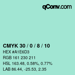 Color code: CMYK 30 / 0 / 8 / 10 | qconv.com
