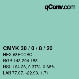 Color code: CMYK 30 / 0 / 8 / 20 | qconv.com