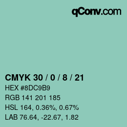 カラーコード: CMYK 30 / 0 / 8 / 21 | qconv.com