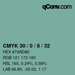 Código de color: CMYK 30 / 0 / 8 / 32 | qconv.com