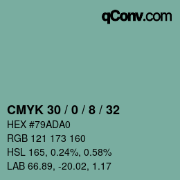 カラーコード: CMYK 30 / 0 / 8 / 32 | qconv.com