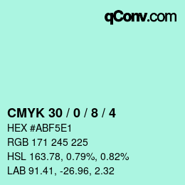 カラーコード: CMYK 30 / 0 / 8 / 4 | qconv.com