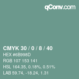 Color code: CMYK 30 / 0 / 8 / 40 | qconv.com