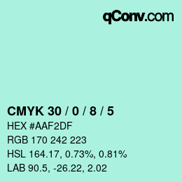 Color code: CMYK 30 / 0 / 8 / 5 | qconv.com